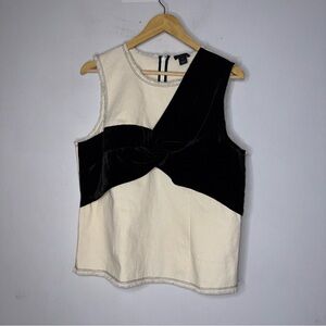 J CREW COLLECTION natural Cream denim top with Blackvelvet overlay G8417 Size 12